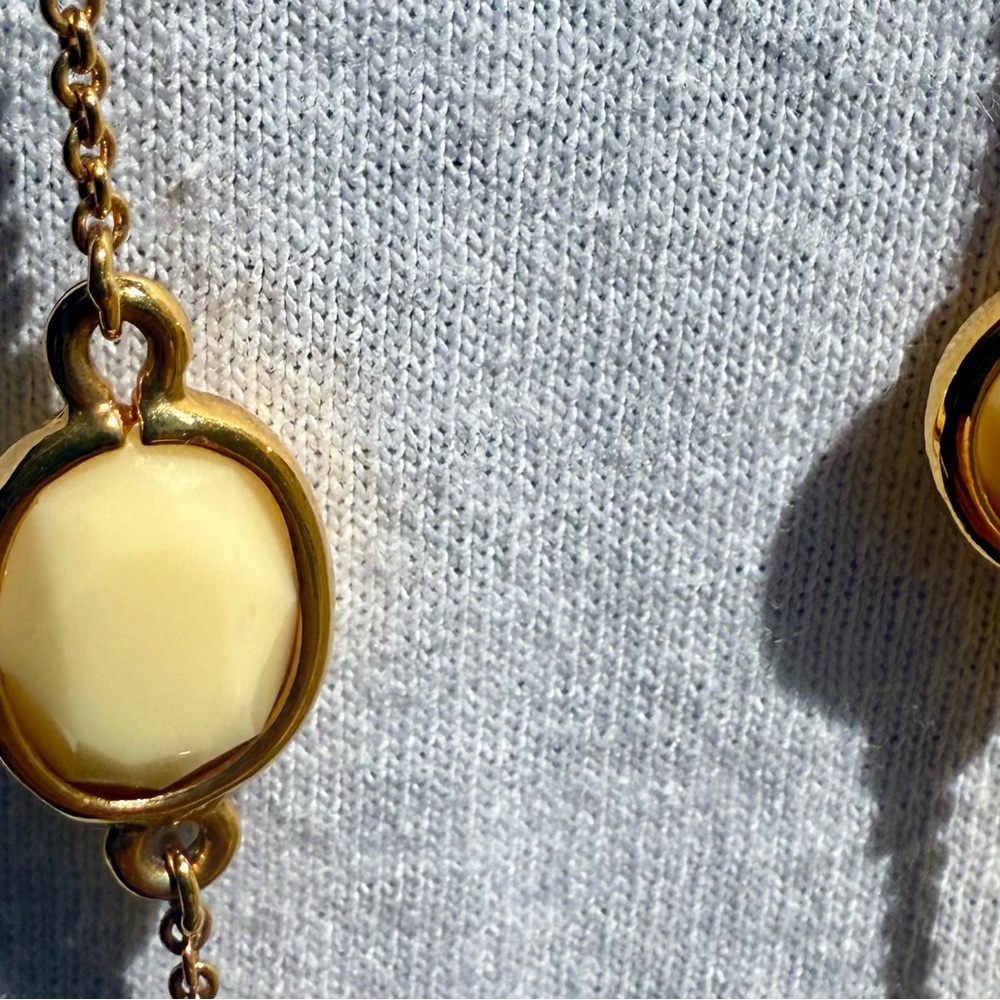 Kate Spade Long Gold Necklace with Canary Yellow & White Stones 💎 - Picture 5 of 13